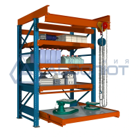 Стеллаж с выкатными платформами полного выдвижения Slide-1400, 800*1205, с талью