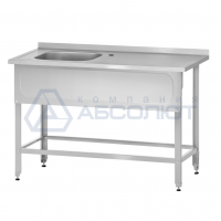 Ванна моечная цельнотянутая с рабочей поверхностью РПЦн - 1500*600 Norma Inox левая