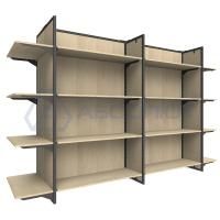 Стеллаж-гондола с задними стенками с доп.секцией, высота 1550 мм