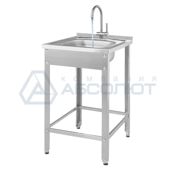 Рукомойник технологический напольный РТНн 500х600х860 «Norma Inox» (борт, отв. д/смесит.)