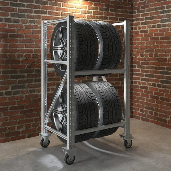 Стеллаж MS PRO 1350/781x606 передвижной для хранения 4 шин